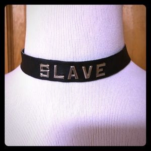 Goth leather slave choker